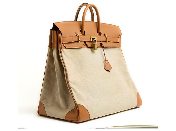 Haut à courroies Hermès Hermes 1985 Borsa da viaggio Haut a courroies HAC 50 Crudo Caramello - vista 2