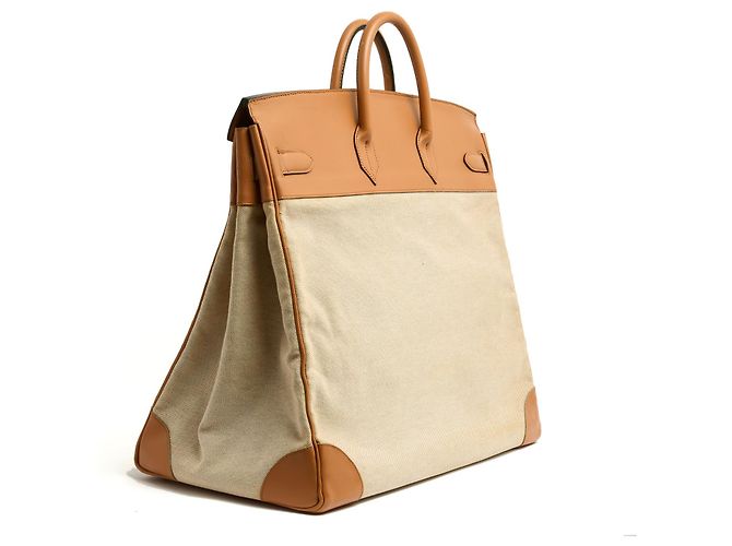 Haut à courroies Hermès Hermes 1985 Borsa da viaggio Haut a courroies HAC 50 Crudo Caramello - vista 4