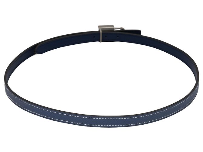 Hermès Marineblauer schmaler Ledergürtel von Hermes - Ansicht 3