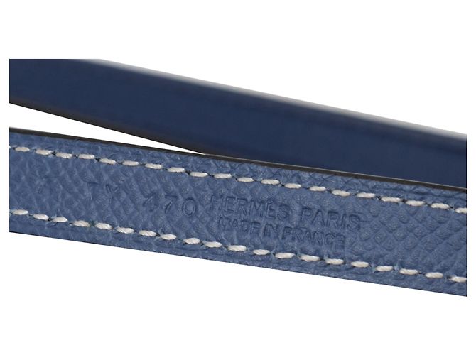 Hermès Marineblauer schmaler Ledergürtel von Hermes - Ansicht 4