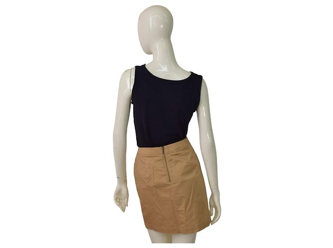 Autre Marque Willi Smith Falda Mini de Algodón Beige con Pliegues Talla 2 - vista 2