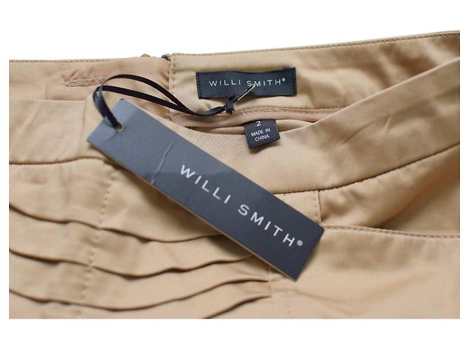 Autre Marque Willi Smith Falda Mini de Algodón Beige con Pliegues Talla 2 - vista 3