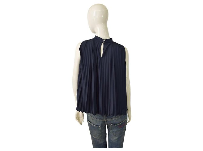 Pennyblack Ärmellose Bluse Blau Plissee Größe M - Ansicht 2