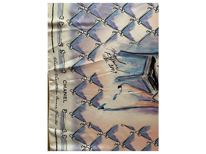 Chanel TÜCHER Vanitas vanitatum omnia vanitas 90 cm Quadrat Roh Lila Hellblau - Ansicht 2