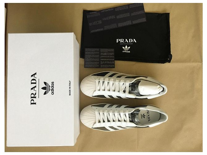 Baskets Prada Superstar - Projet Spécial Prada x Adidas - Édition Limitée Argenté - vue 3