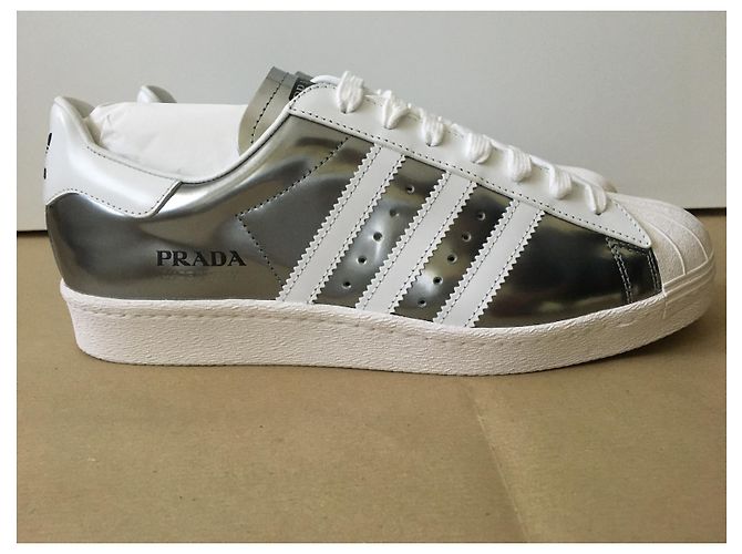 Baskets Prada Superstar - Projet Spécial Prada x Adidas - Édition Limitée Argenté - vue 6