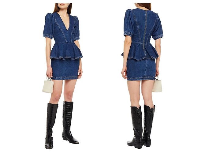 Autre Marque Abito Mindy Denim Peplum mini blu Rotate Birger Christensen - vista 2