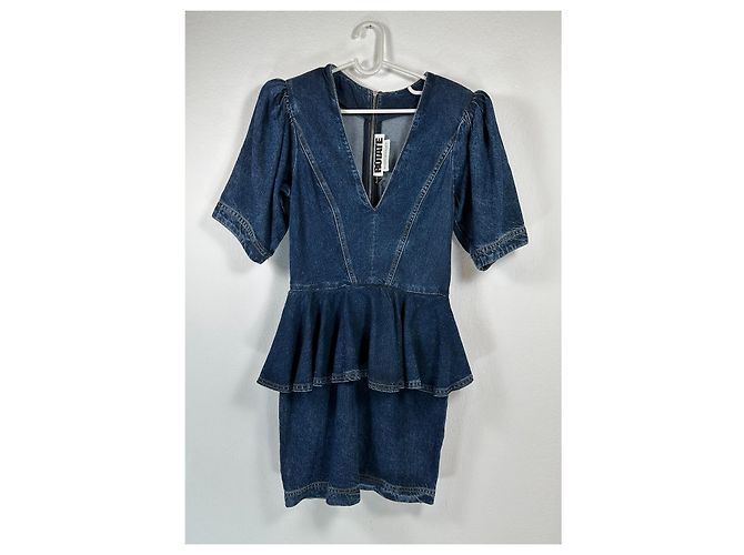 Autre Marque Abito Mindy Denim Peplum mini blu Rotate Birger Christensen - vista 3