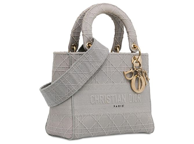 Dior Gray Medium Embroidered Canvas Cannage Lady D Lite - Ansicht 2