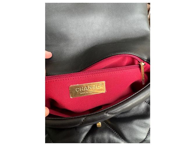 Chanel 19 Borsa a mano Chanel N°19 in pelle di agnello nera Nero - vista 4