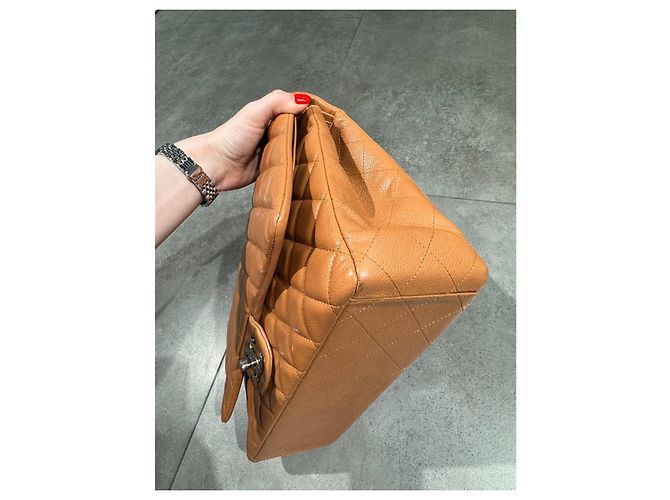 Chanel Maxi Jumbo Double Flap Caviar Leder Karamell - Ansicht 5