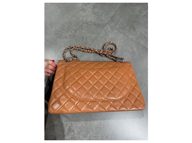 Chanel Maxi Jumbo Double Flap Caviar Leder Karamell - Ansicht 6