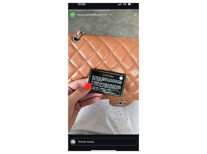 Chanel Maxi Jumbo Double Flap Caviar Leder Karamell - Ansicht 8