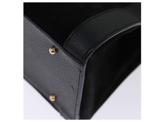 Bamboo GUCCI Borsa tote in bambù Pelle scamosciata Nera 002 1186 0259 auth 75677 Nero - vista 16
