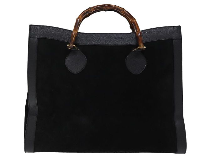 Bamboo GUCCI Borsa tote in bambù Pelle scamosciata Nera 002 1186 0259 auth 75677 Nero - vista 2