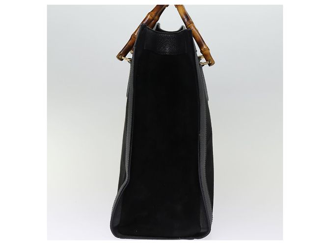 Bamboo GUCCI Borsa tote in bambù Pelle scamosciata Nera 002 1186 0259 auth 75677 Nero - vista 3