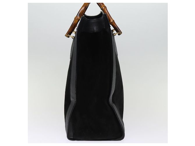 Bamboo GUCCI Borsa tote in bambù Pelle scamosciata Nera 002 1186 0259 auth 75677 Nero - vista 4