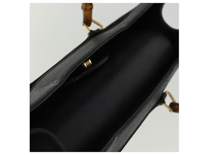 Bamboo GUCCI Borsa tote in bambù Pelle scamosciata Nera 002 1186 0259 auth 75677 Nero - vista 6