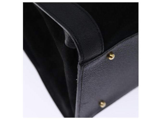 Bamboo GUCCI Borsa tote in bambù Pelle scamosciata Nera 002 1186 0259 auth 75677 Nero - vista 9