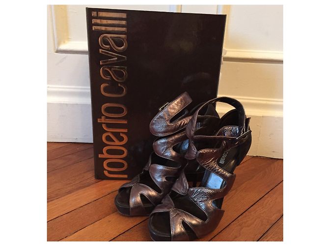 ROBERTO CAVALLI Sandali T.EU 38 Pelle Grigio - vista 7