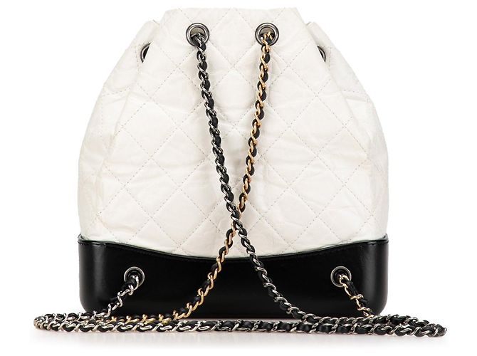 White Chanel Small Aged calf leather Gabrielle Backpack - view 3