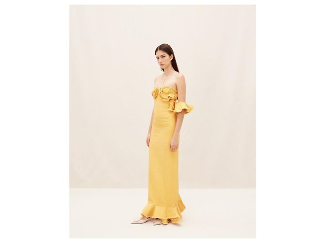 Jacquemus La Robe Artichaut Gerafftes Maxikleid Gelb - Ansicht 4