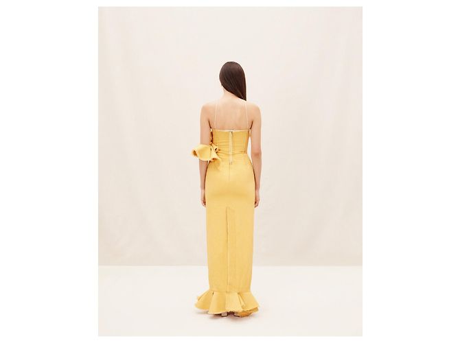 Jacquemus La Robe Artichaut Gerafftes Maxikleid Gelb - Ansicht 5