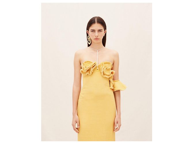 Jacquemus La Robe Artichaut Gerafftes Maxikleid Gelb - Ansicht 6