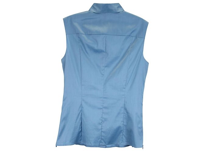 Hugo Boss Blusa sin mangas Boss de algodón azul Azul claro - vista 2