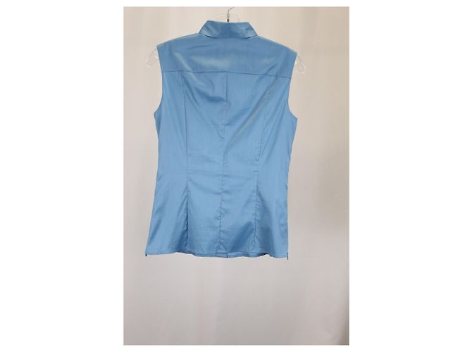 Hugo Boss Blusa sin mangas Boss de algodón azul Azul claro - vista 4
