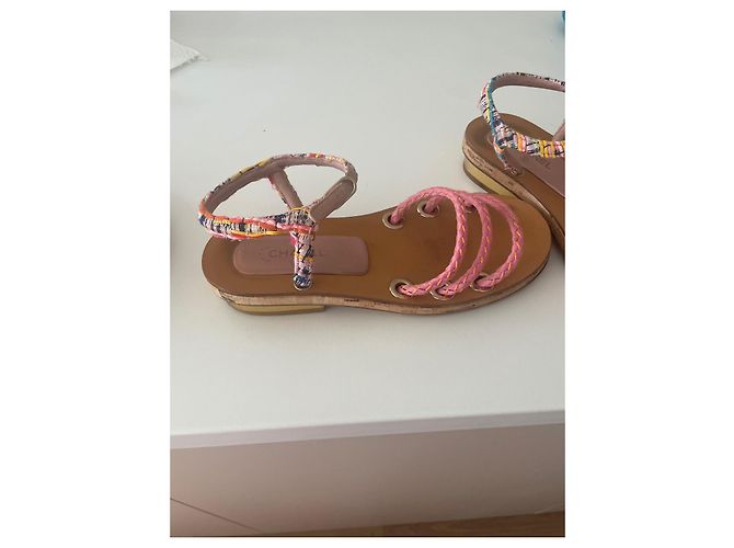 Sandali Chantal Thomass in tweed rosa - vista 3