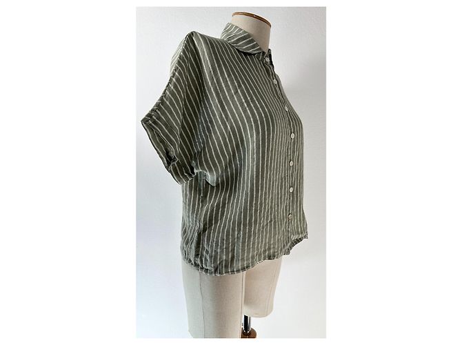 Lawrence Grey Camisa de lino gris con rayas - vista 2