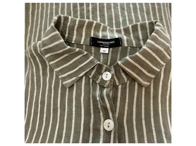 Lawrence Grey Camisa de lino gris con rayas - vista 4