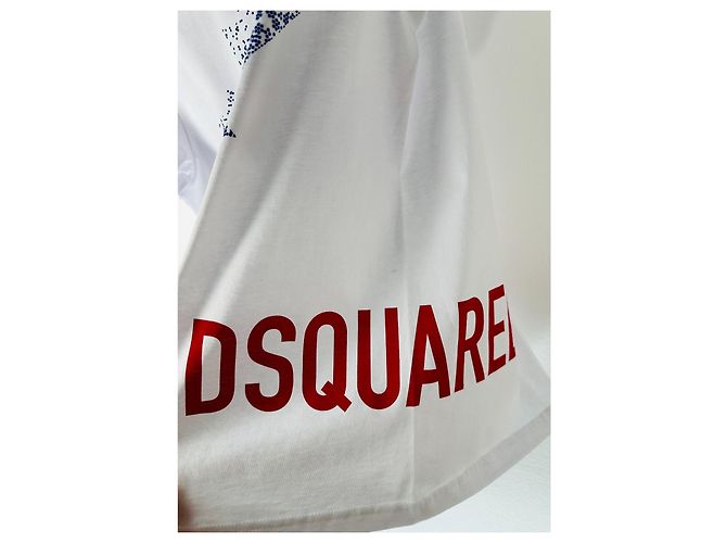 T-shirt Dsquared2 en jersey de coton imprimé blanc bleu Multicolore - vue 6
