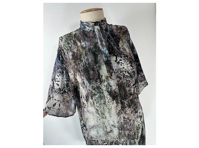 Autre Marque Top de seda negro Multicolor - vista 2