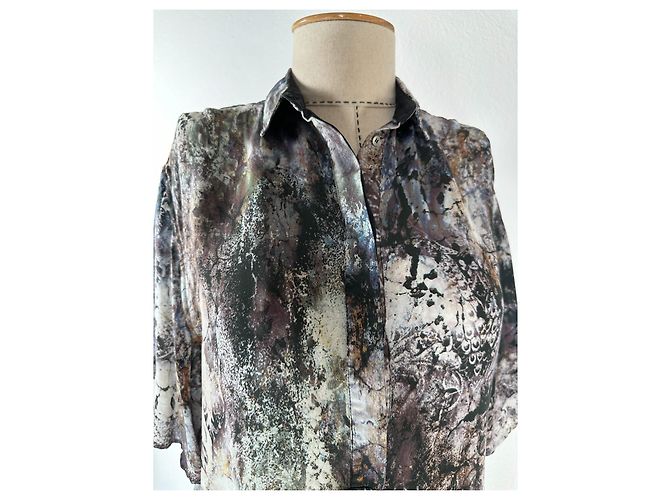 Autre Marque Top de seda negro Multicolor - vista 4