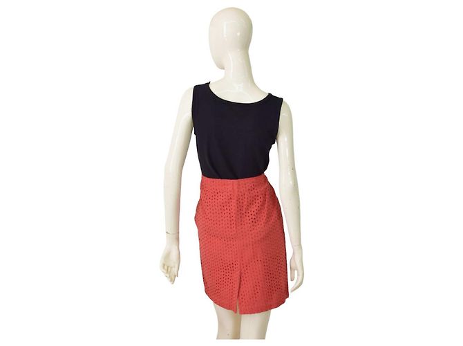 Max Mara Max Studio Gonna mini in cotone rosso ricamata - vista 2