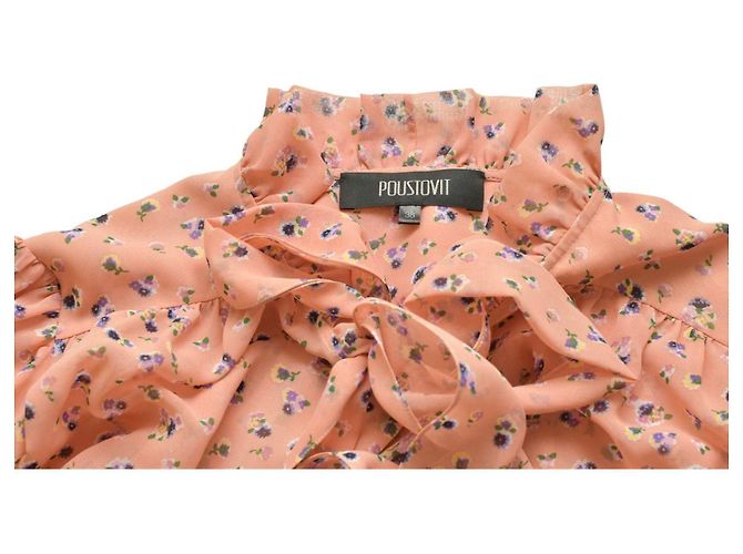 Autre Marque Camicia Poustovit rosa floreale trasparente con grandi fiocchi - vista 2
