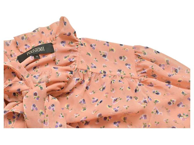 Autre Marque Camicia Poustovit rosa floreale trasparente con grandi fiocchi - vista 7