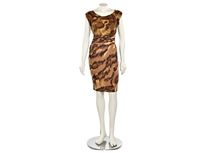 Diane Von Furstenberg DvF Jamilla Seidenkleid Braun Cognac Karamell - Ansicht 2