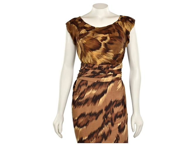 Diane Von Furstenberg DvF Jamilla Seidenkleid Braun Cognac Karamell - Ansicht 3