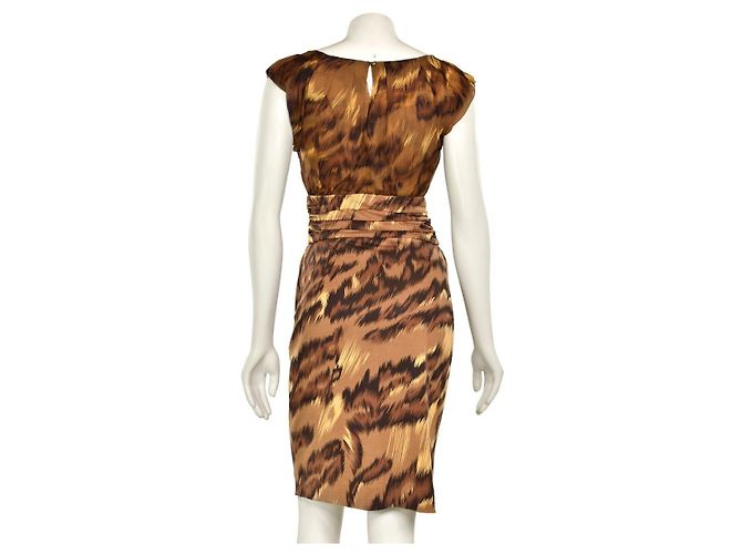 Diane Von Furstenberg DvF Jamilla Seidenkleid Braun Cognac Karamell - Ansicht 4