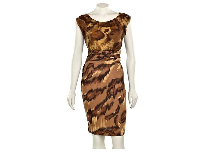 Diane Von Furstenberg DvF Jamilla Seidenkleid Braun Cognac Karamell - Ansicht 5