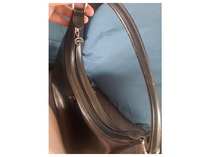 Borsa a mano Longchamp Roseau in pelle nera Nero - vista 10