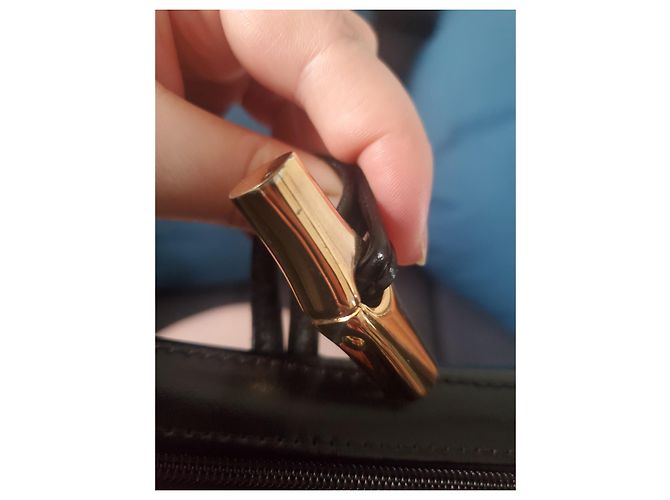 Borsa a mano Longchamp Roseau in pelle nera Nero - vista 4