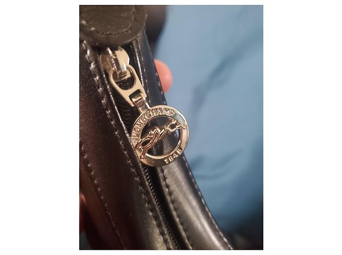 Borsa a mano Longchamp Roseau in pelle nera Nero - vista 9