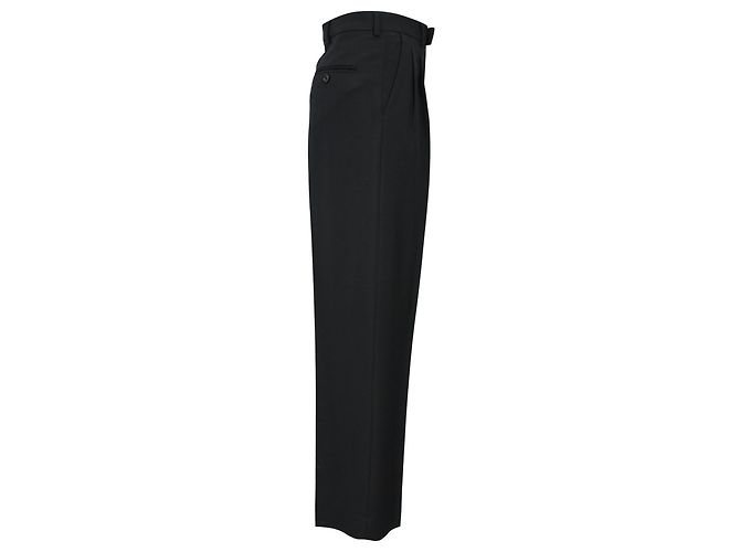 Céline Pantaloni Margaret a pieghe foderati Celine in lana nera Nero - vista 2