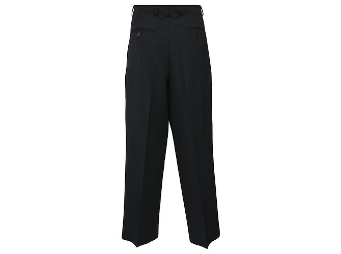 Céline Pantaloni Margaret a pieghe foderati Celine in lana nera Nero - vista 3