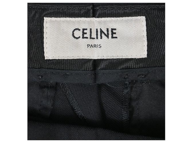 Céline Pantaloni Margaret a pieghe foderati Celine in lana nera Nero - vista 4