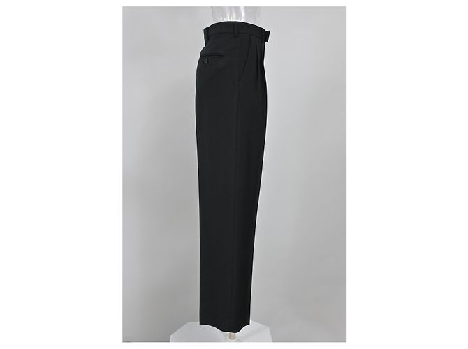Céline Pantaloni Margaret a pieghe foderati Celine in lana nera Nero - vista 6
